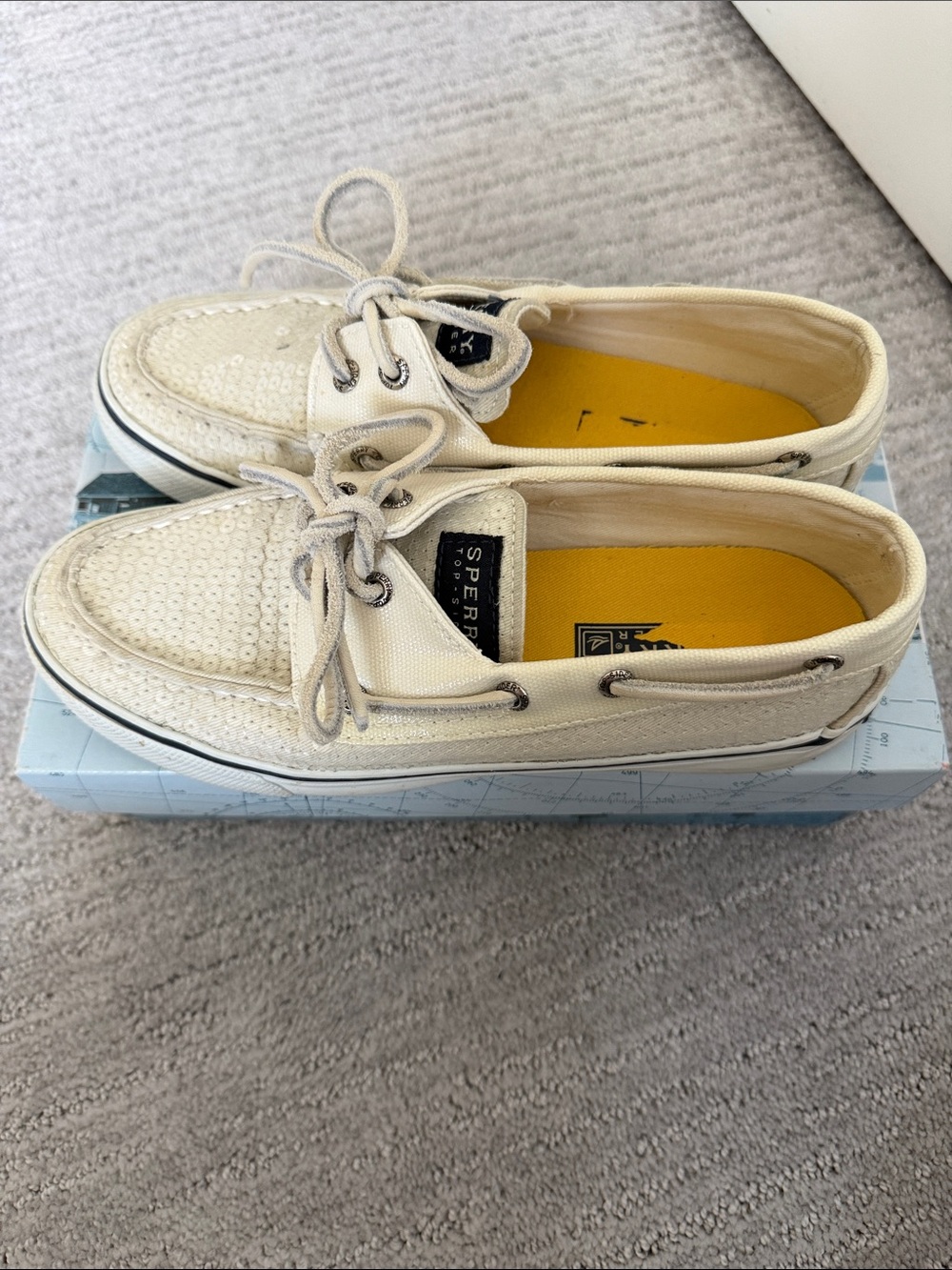 Sperry Women's Bahama White Sequins Boat-shoes